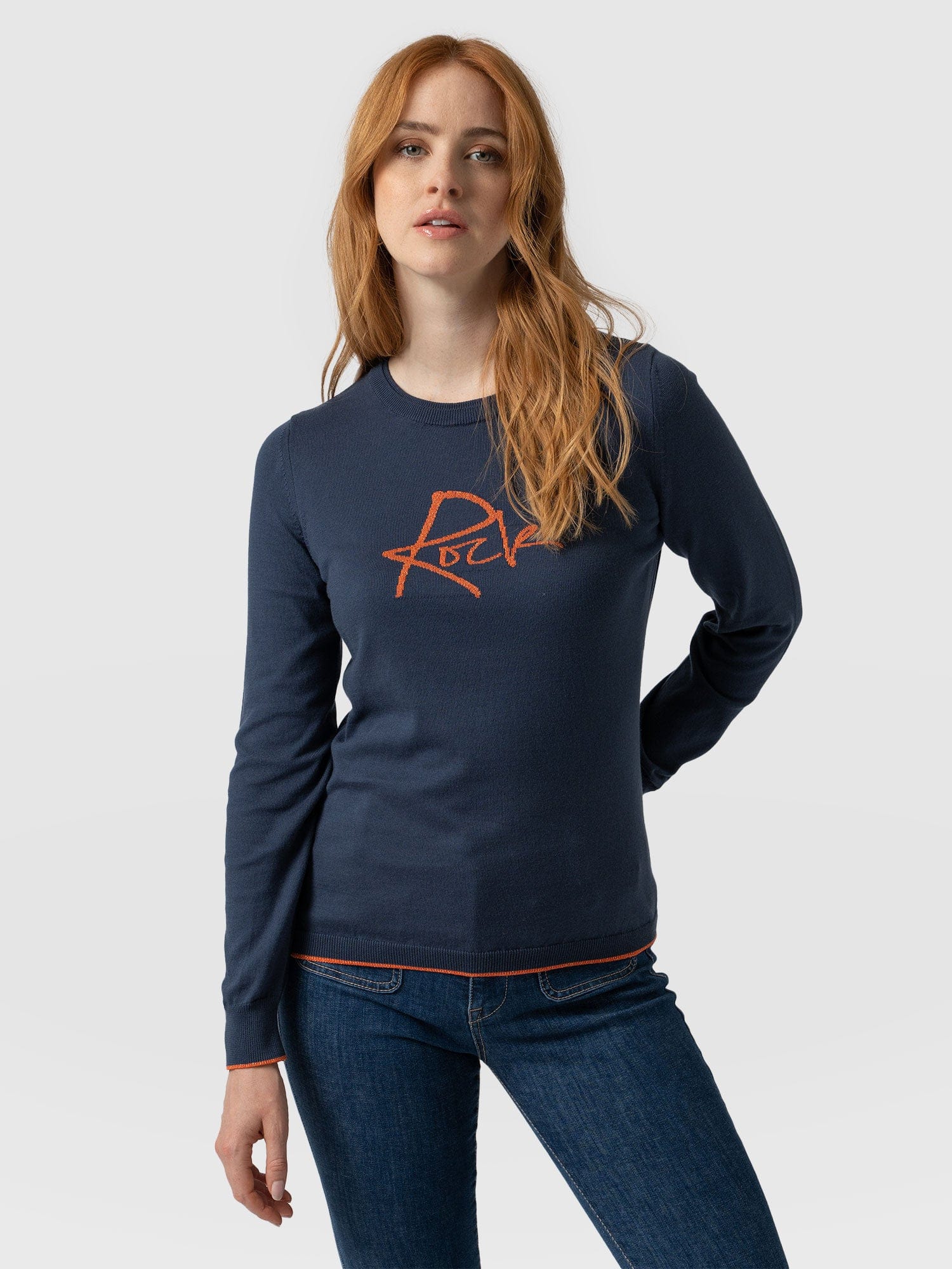 Rock Intarsia Jumper Navy - Women's Jumper | Saint + Sofia® EU